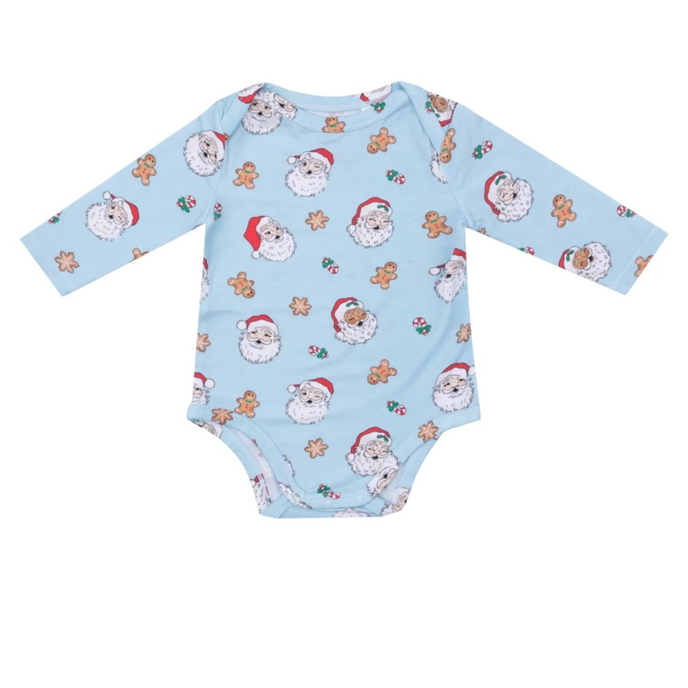 Angel Dear- vintage Santa Claus Baby Onesie - Blue